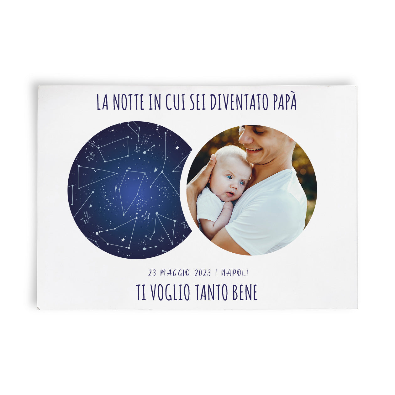La notte in cui sei diventato papà - Tela pittorica personalizzata con foto e data