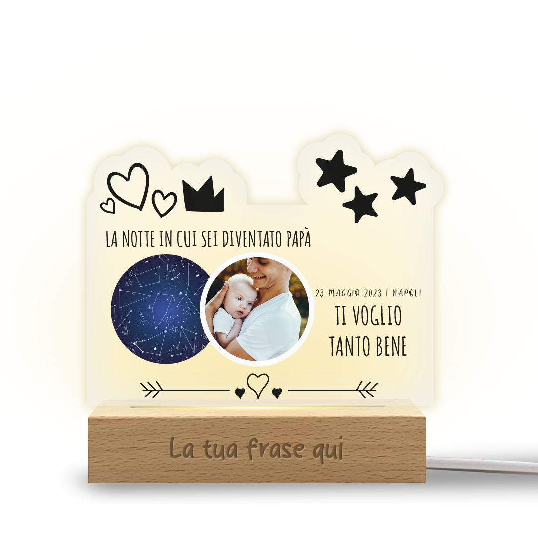 Papà, grazie per esserci sempre per me - Lampada - Plexiglass personalizzata con foto e frase