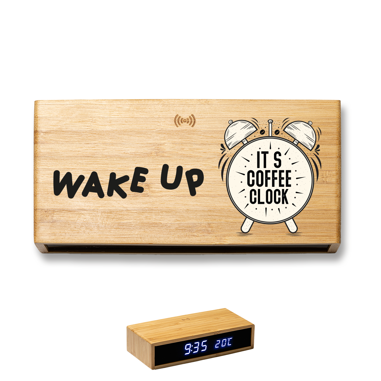 Wake up - Sveglia Digitale in Bambù con Orologio da Tavolo