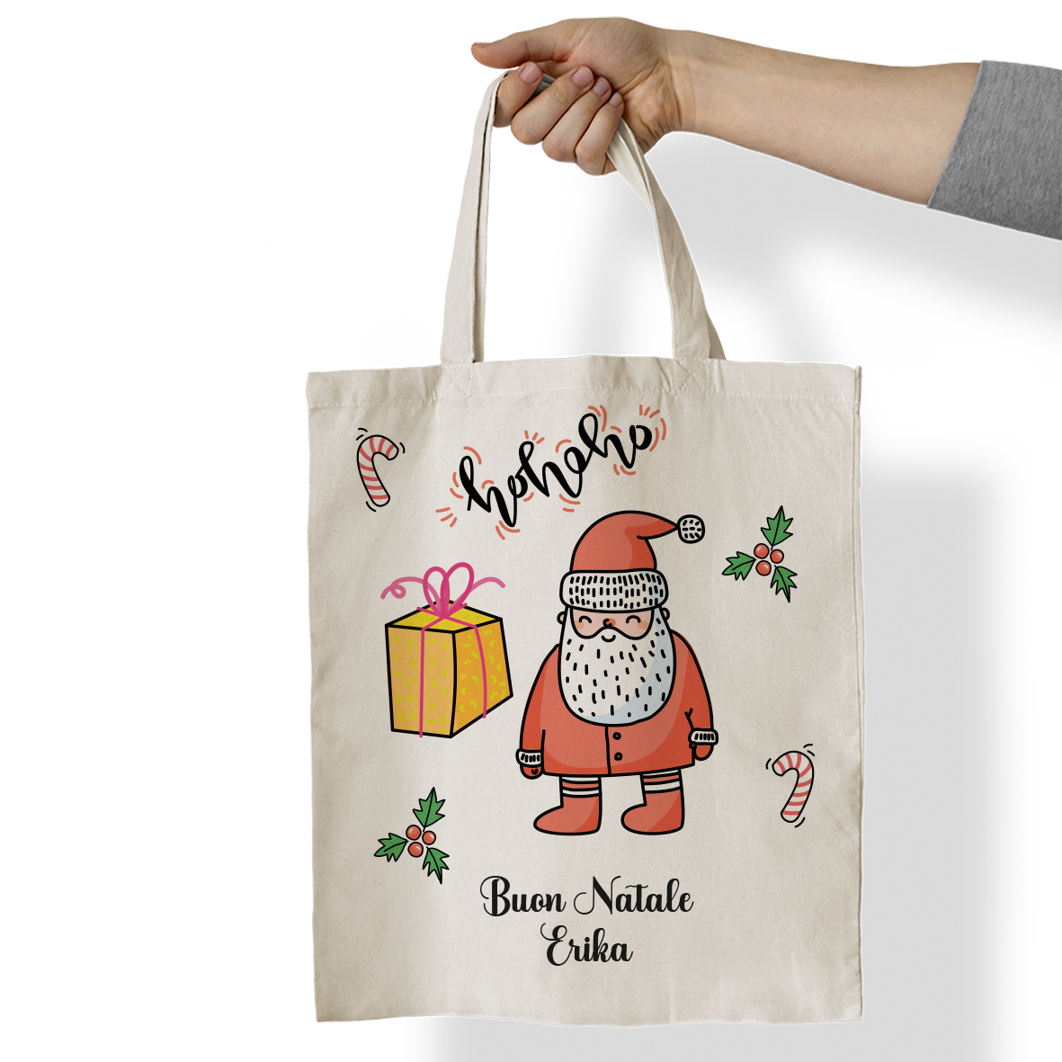 Ho Ho Ho - Shopper In Cotone - personalizzata con nome