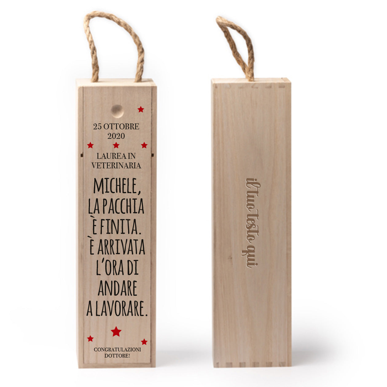 La pacchia è finita - portabottiglia in legno - personalizzato