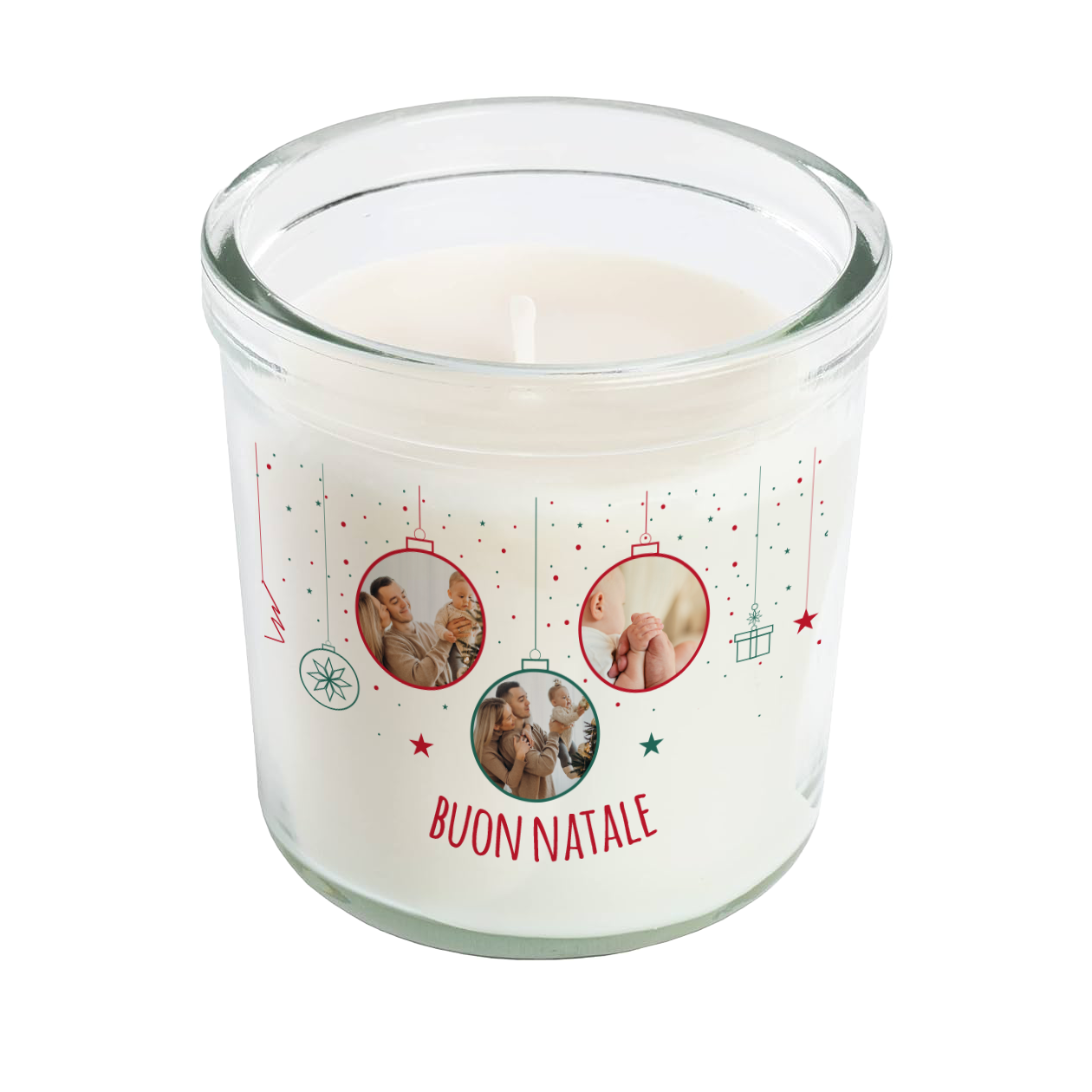 Buon Natale Balls - Candela profumata in vetro con Stampa - personalizzata con foto