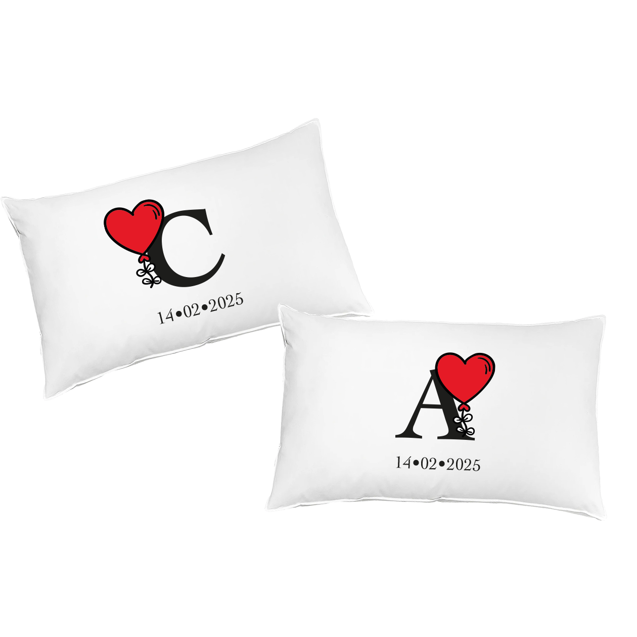 Red Heart - Coppia Federe - personalizzata con iniziali