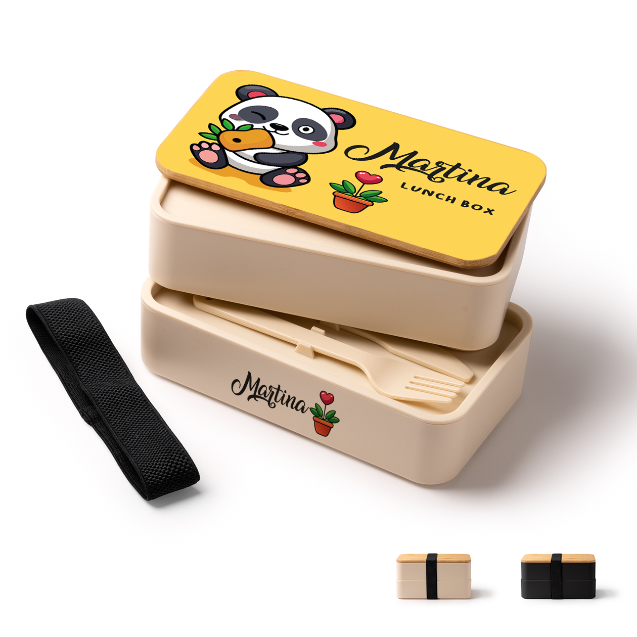 Panda - Scatola per il pranzo - personalizzato con nome