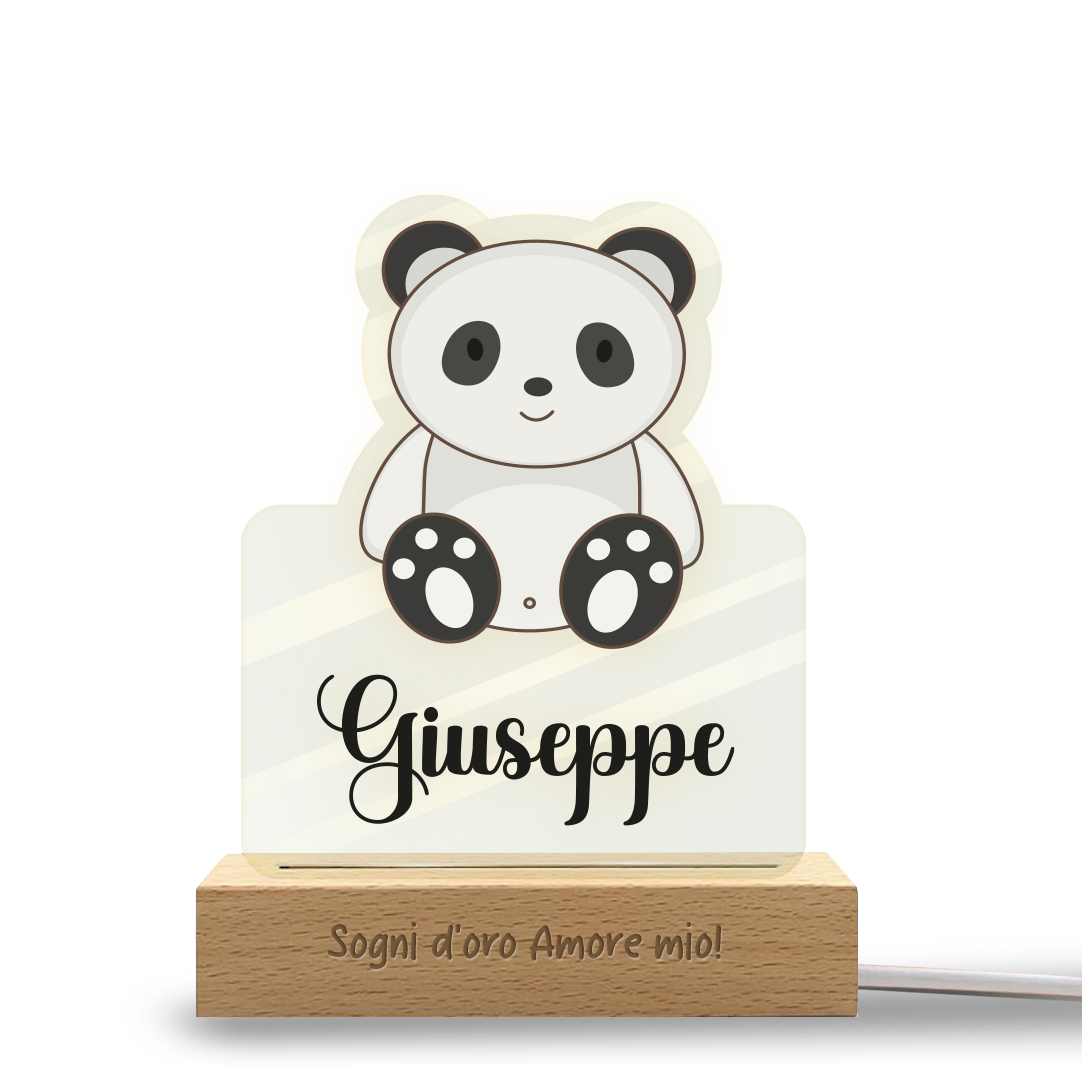 Mini panda - Lampada - Plexiglass personalizzata con nome e frase