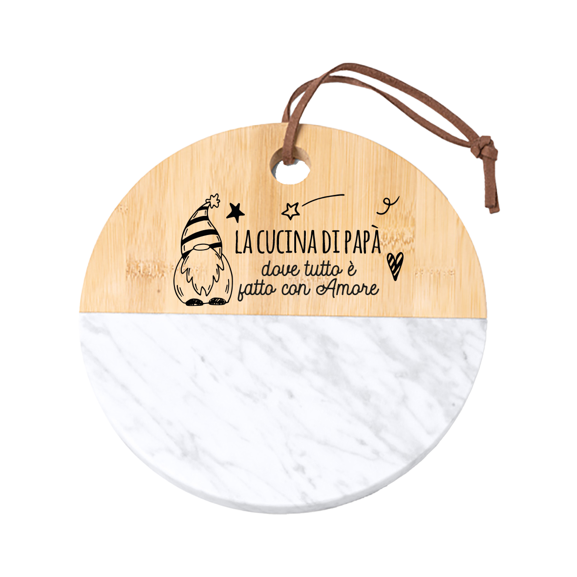 La cucina di papà - Tagliere in marmo e bamboo naturale