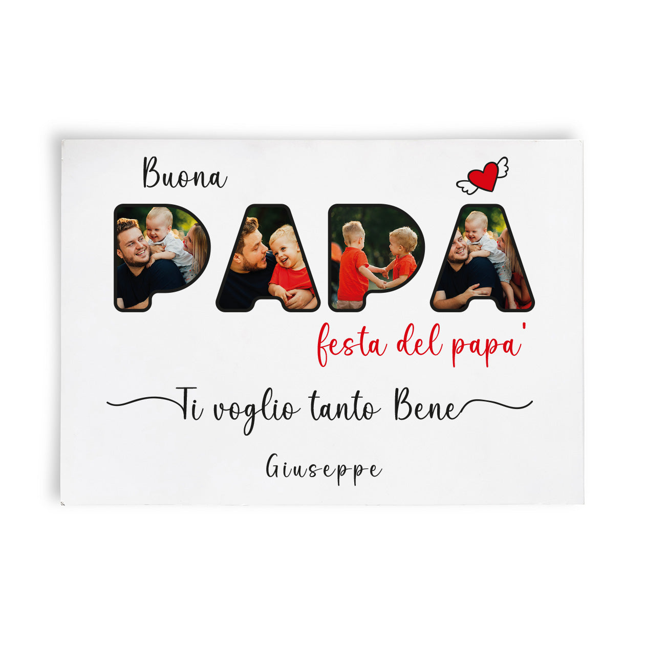 Buona festa del papà - Tela pittorica personalizzata con foto e nome
