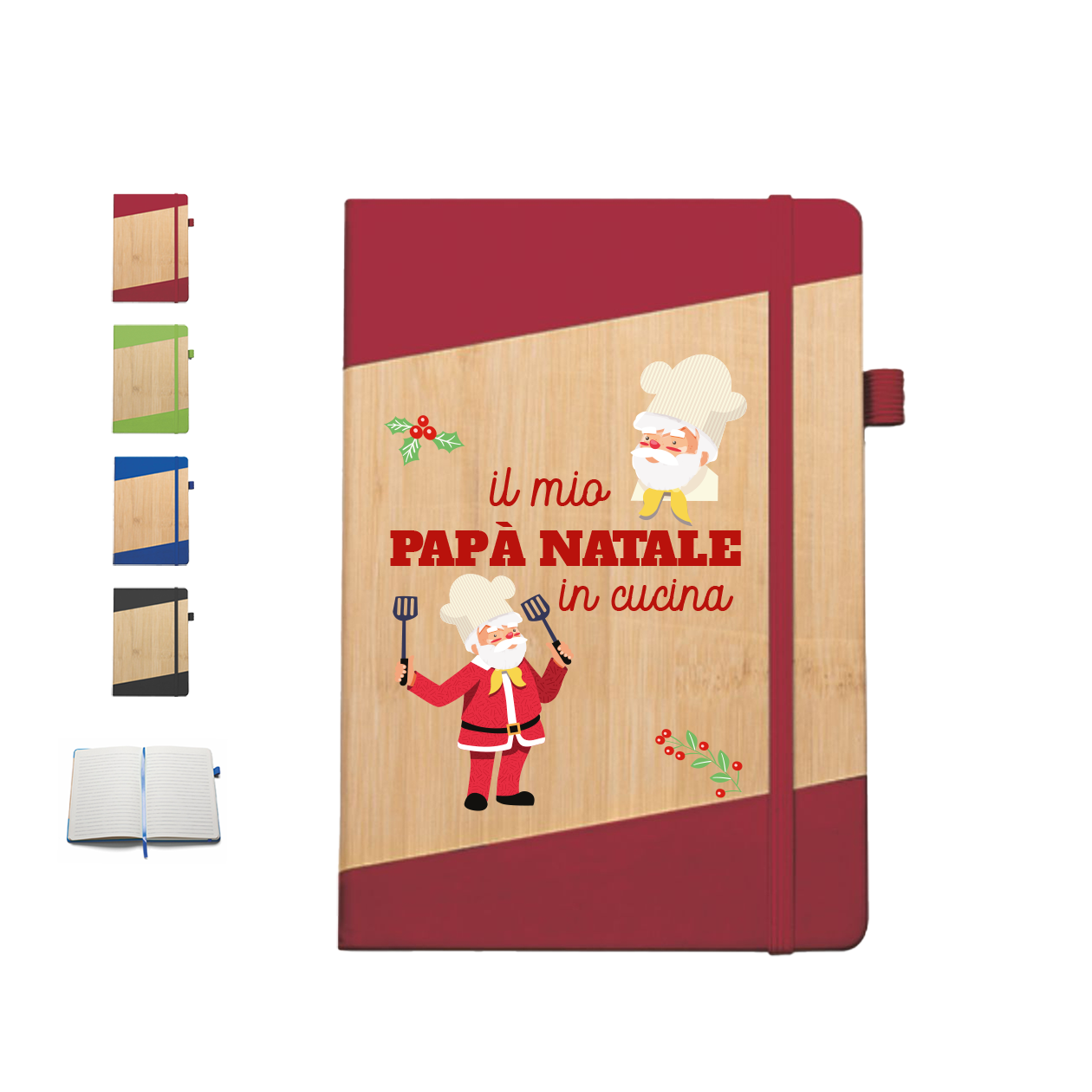 Il mio Papà Natale in cucina - Block Notes in PU a righe