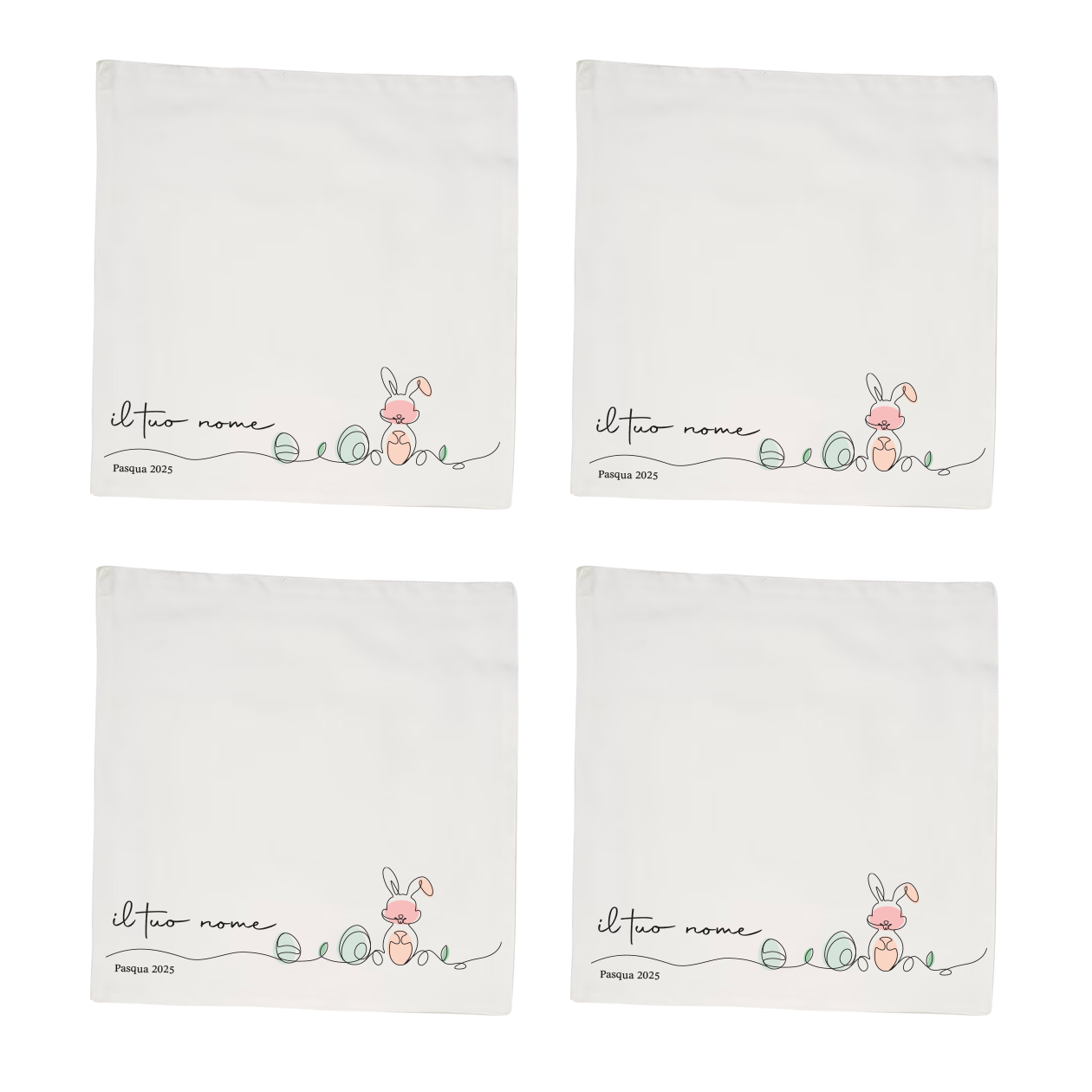 Pasqua - Set 4 tovaglioli - personalizzato con nomi