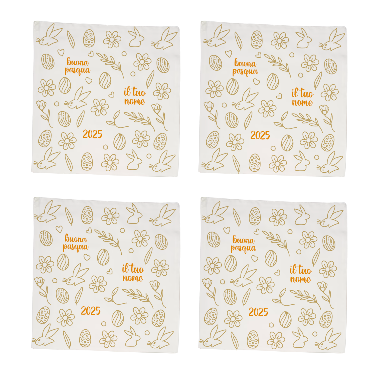 Buona Pasqua - Set 4 tovaglioli - personalizzato con nomi e data