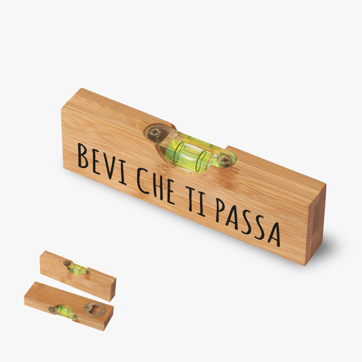 Bevi che ti passa - Apribottiglia con mini livella