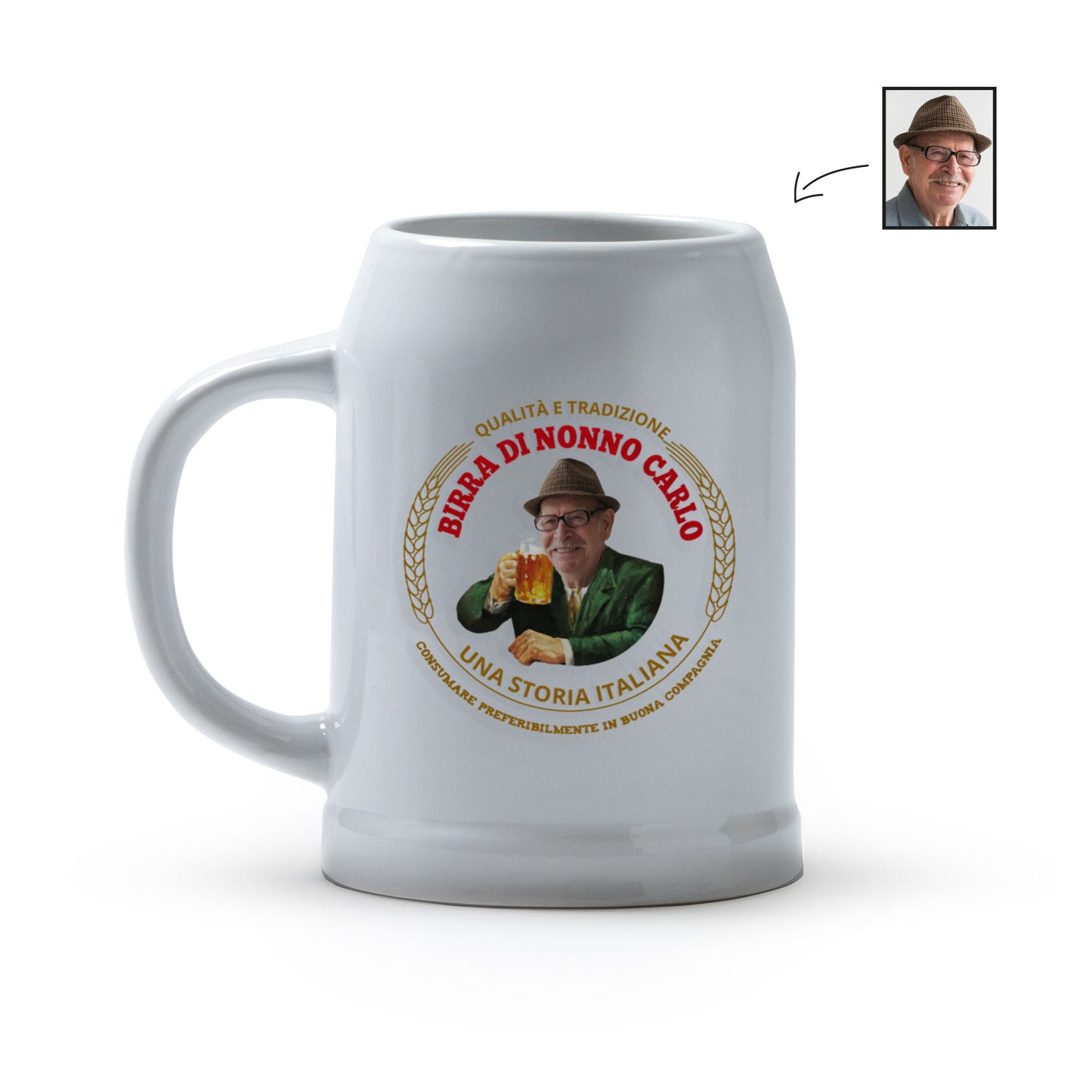 Birra di nonno - Caraffa in ceramica - personalizzata con foto e nome