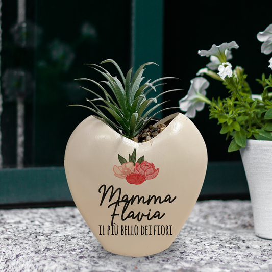Mamma il più bello dei fiori - Piantina con vaso - personalizzata con nome