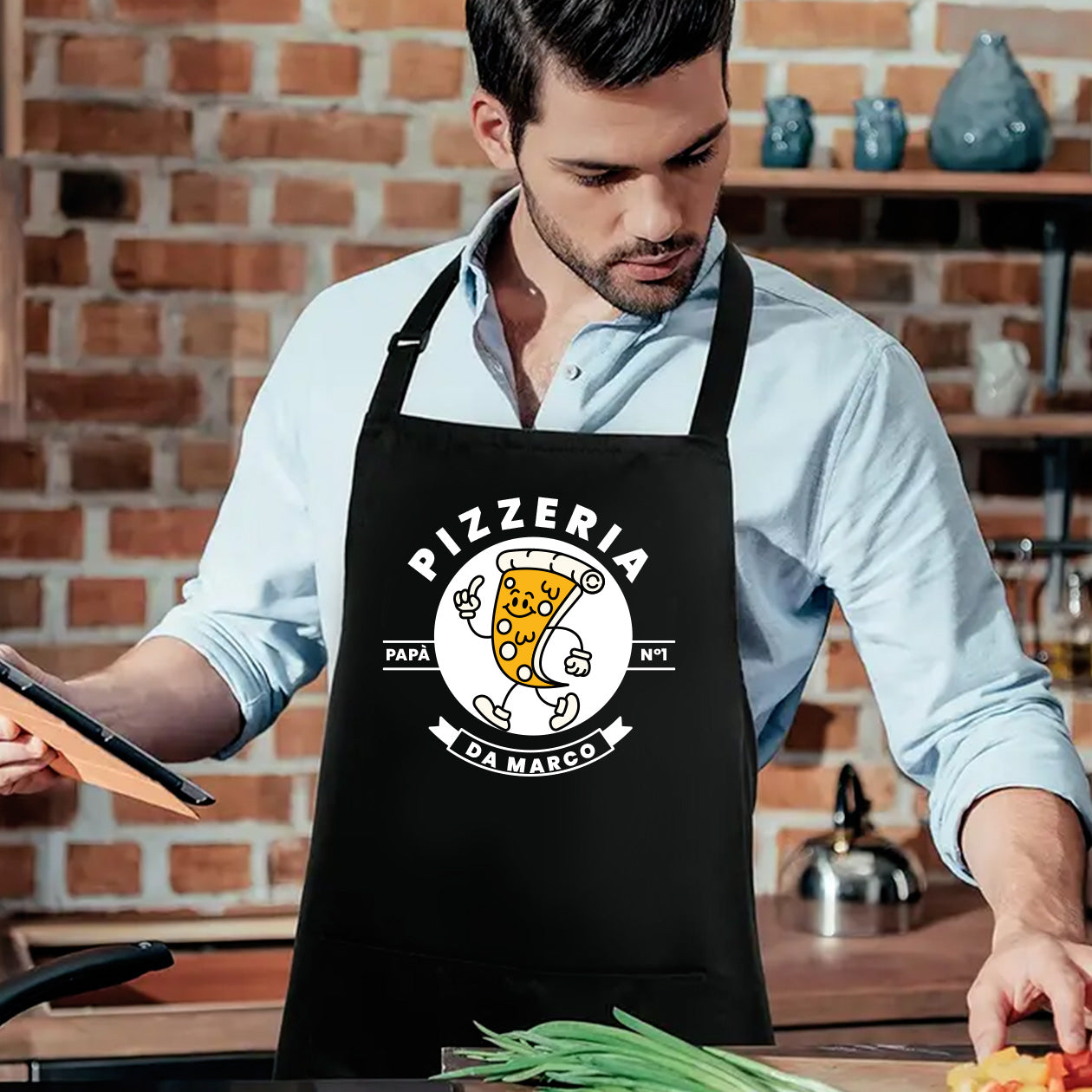 Papà pizzeria n 1 - Grembiule da Cucina - personalizzato con nome