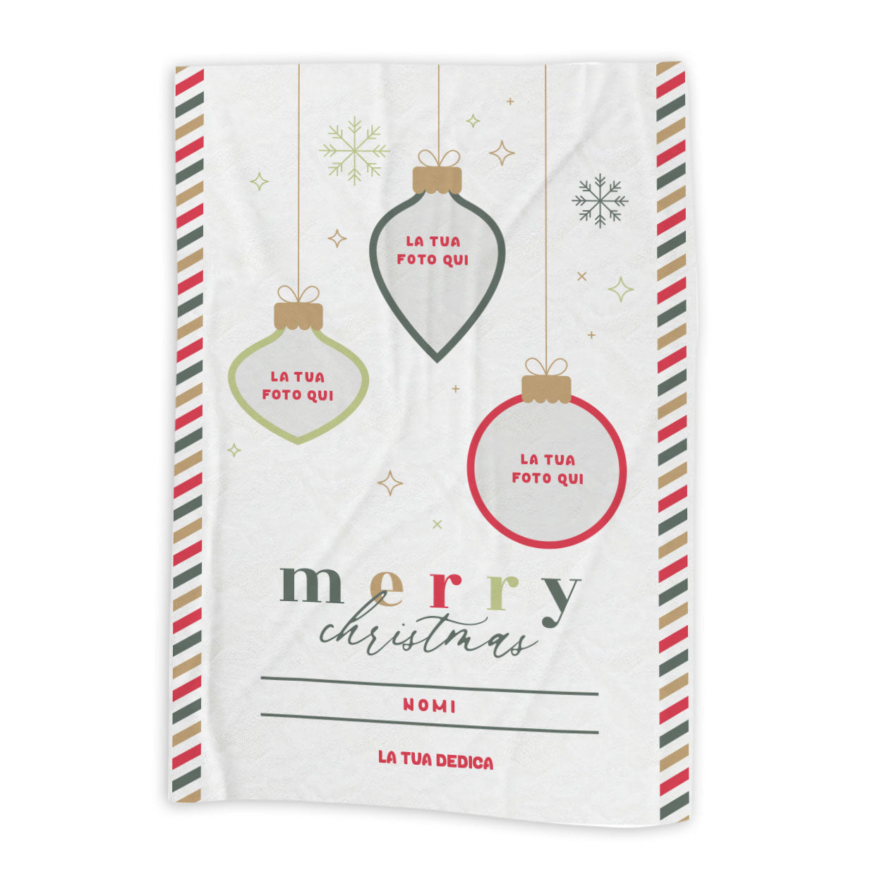 Merry Christmas - coperta Natalizia Idea Regalo Natale Personalizzato cono foto e nomi