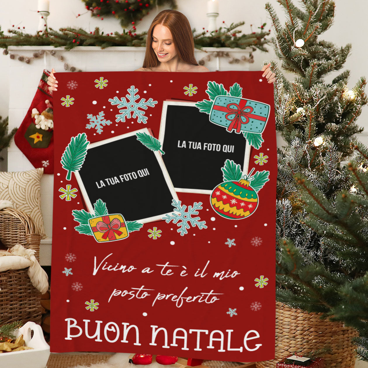 Vicino a te è il mio posto preferito - Plaid, coperta Natalizia Idea Regalo Natale - personalizzato con foto