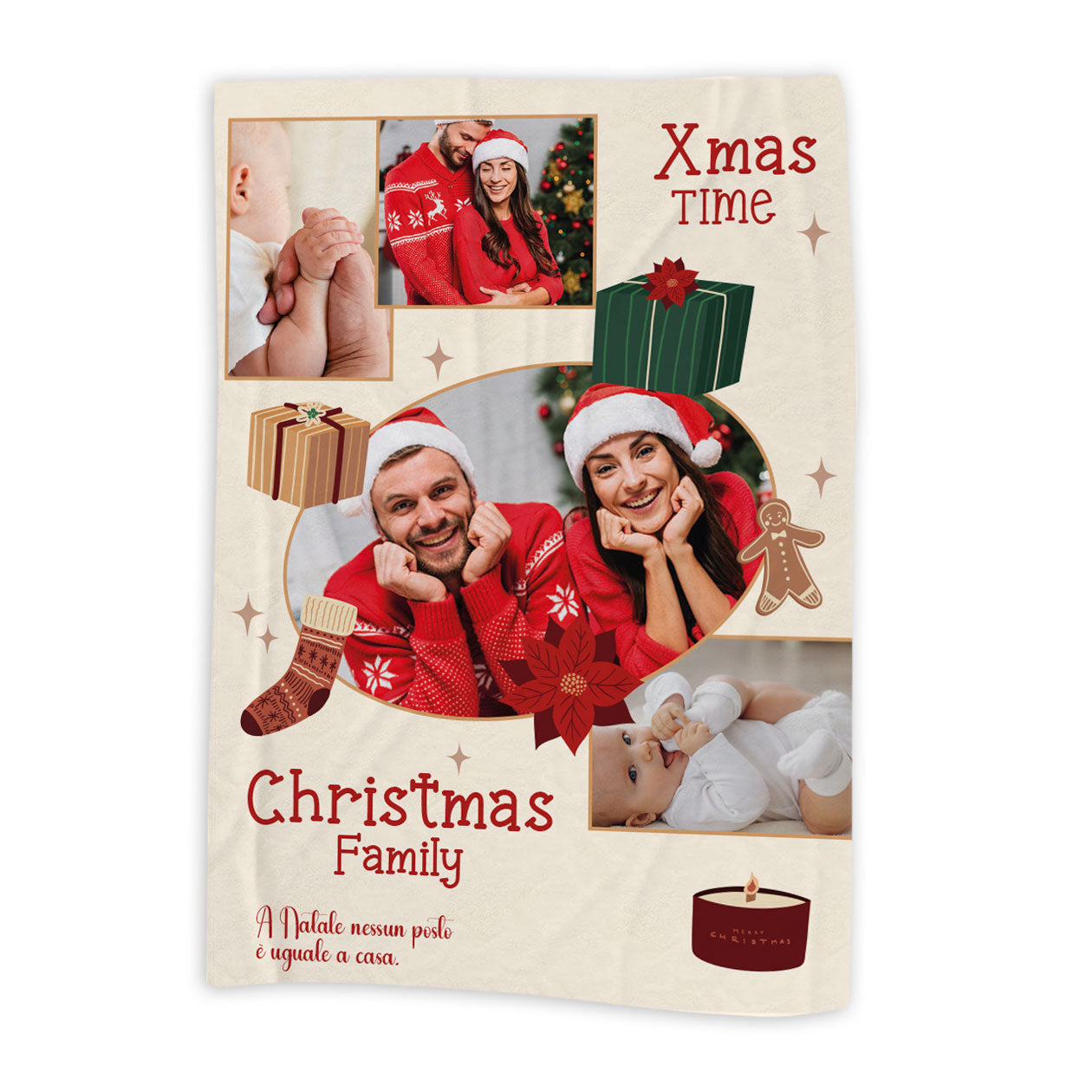 Xmas time - Plaid, coperta Natalizia Idea Regalo Natale - personalizzato con foto