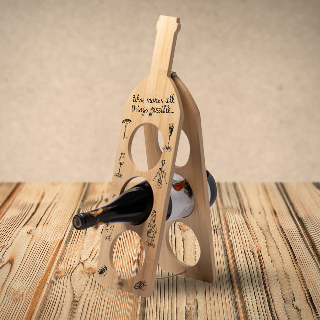 Wine makes all things possible - Portabottiglie in legno