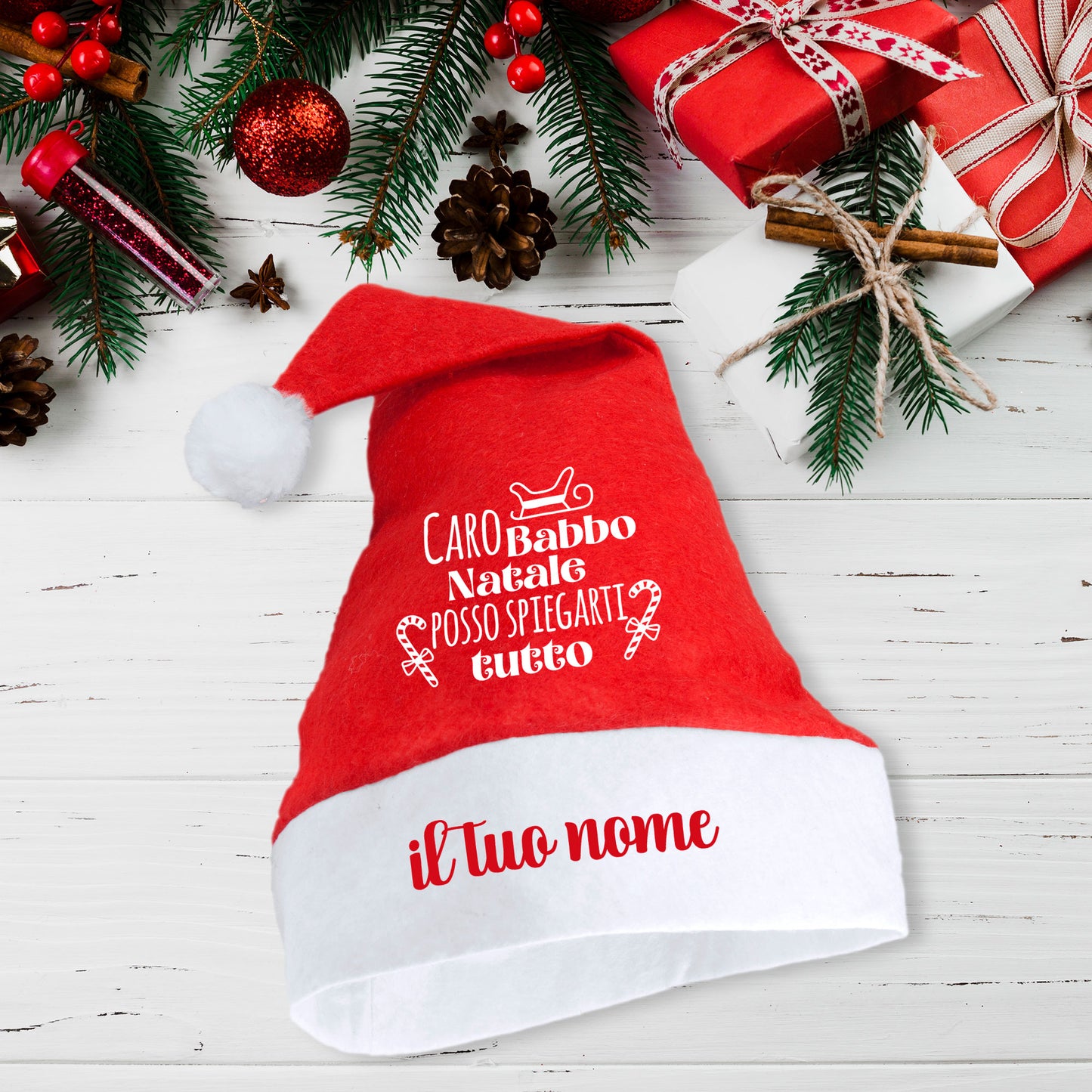 Caro Babbo Natale - Cappello da Babbo Natale - personalizzato con nome
