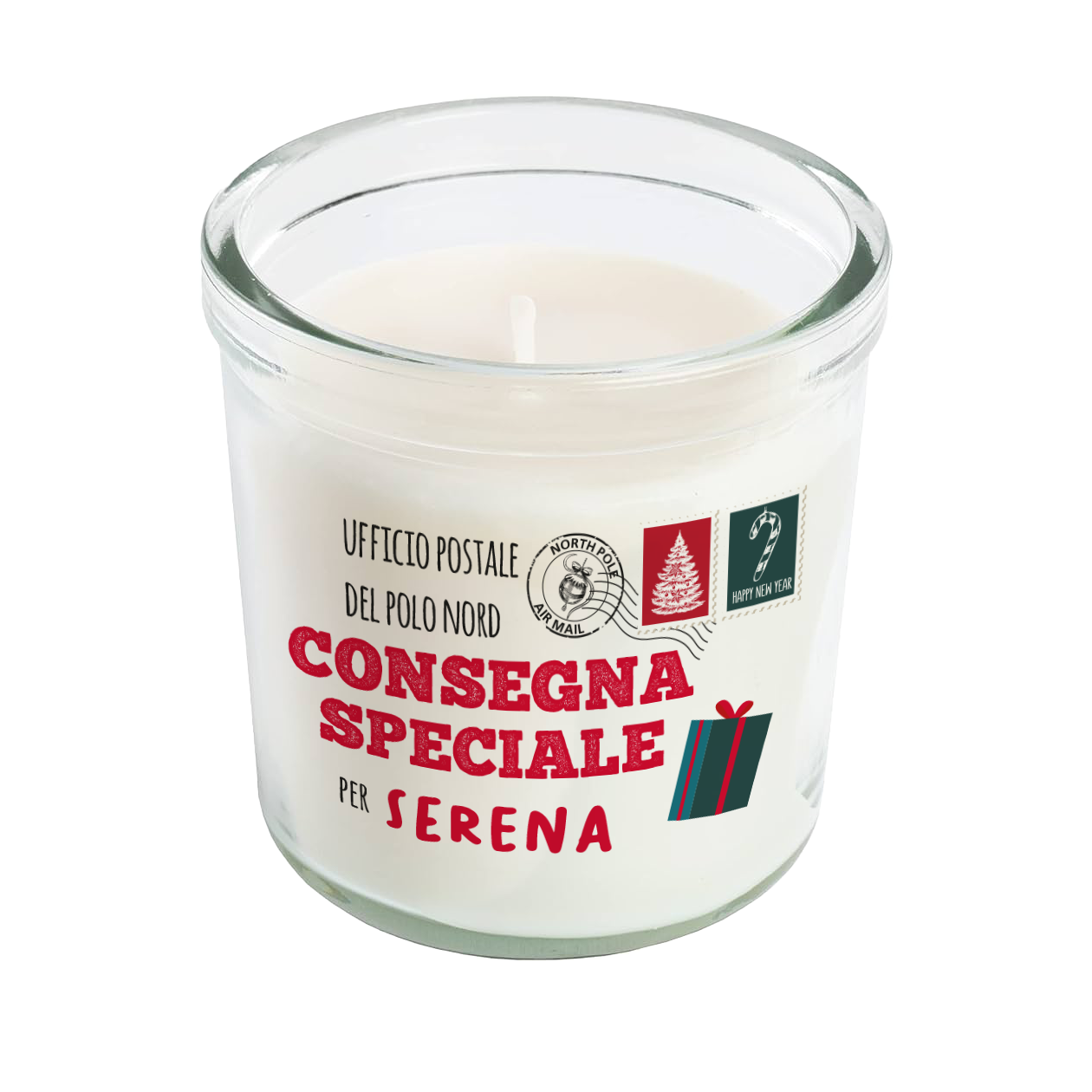 Consegna speciale - Candela profumata in vetro con Stampa - personalizzata con nome