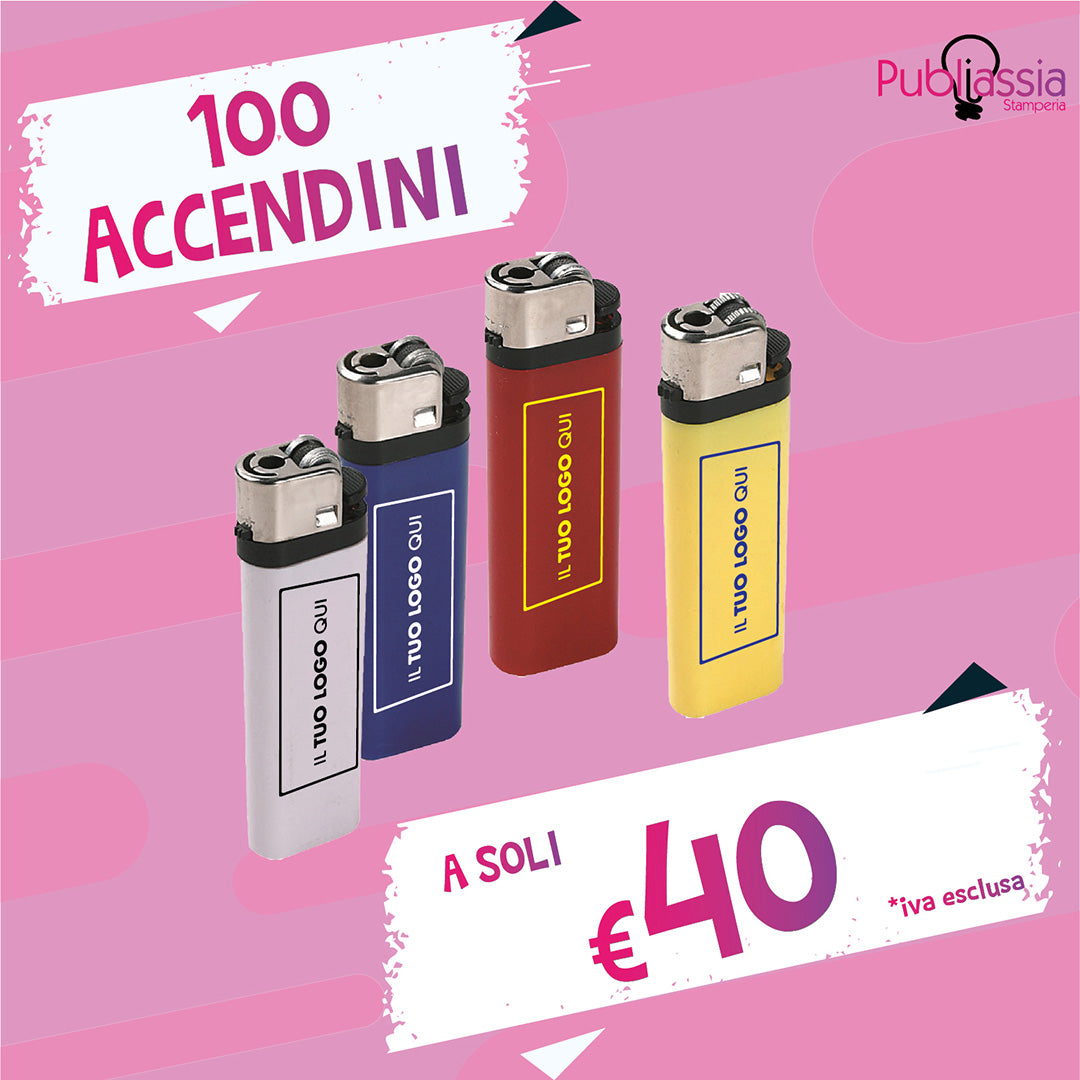 100 Accendini Personalizzati con immagini, loghi, frasi - Offerta