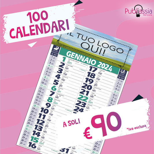 100 Calendari Personalizzati con immagini, loghi, frasi - Offerta