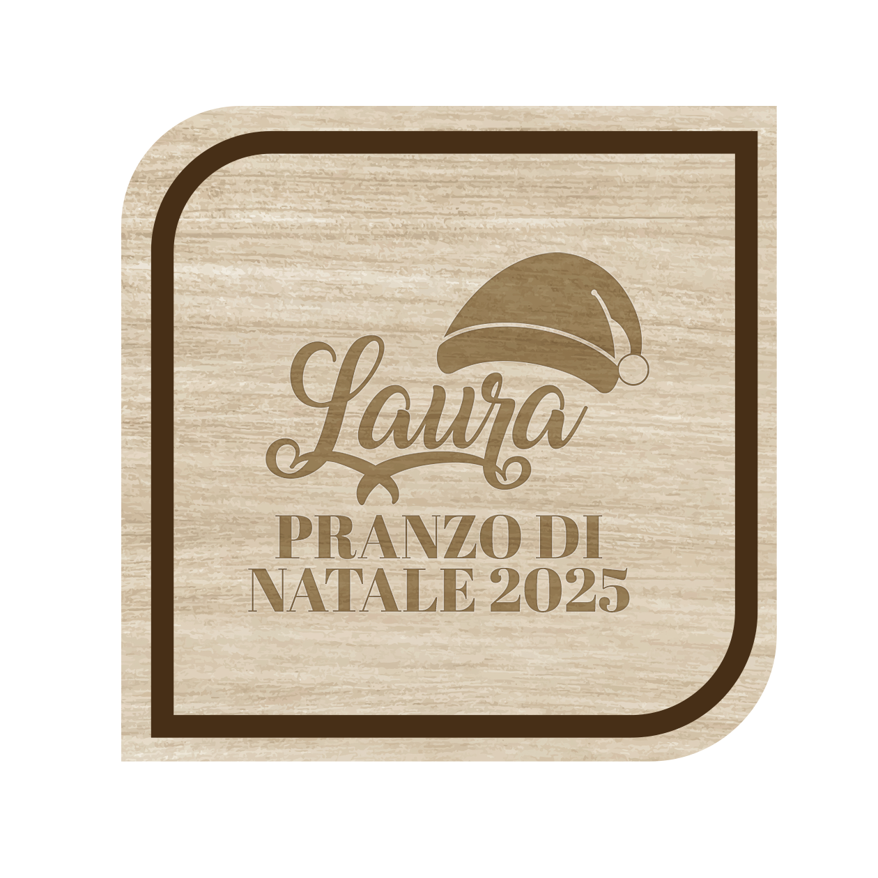 Pranzo di Natale - Set 3 pezzi Sottobicchiere in Legno - personalizzato con nome