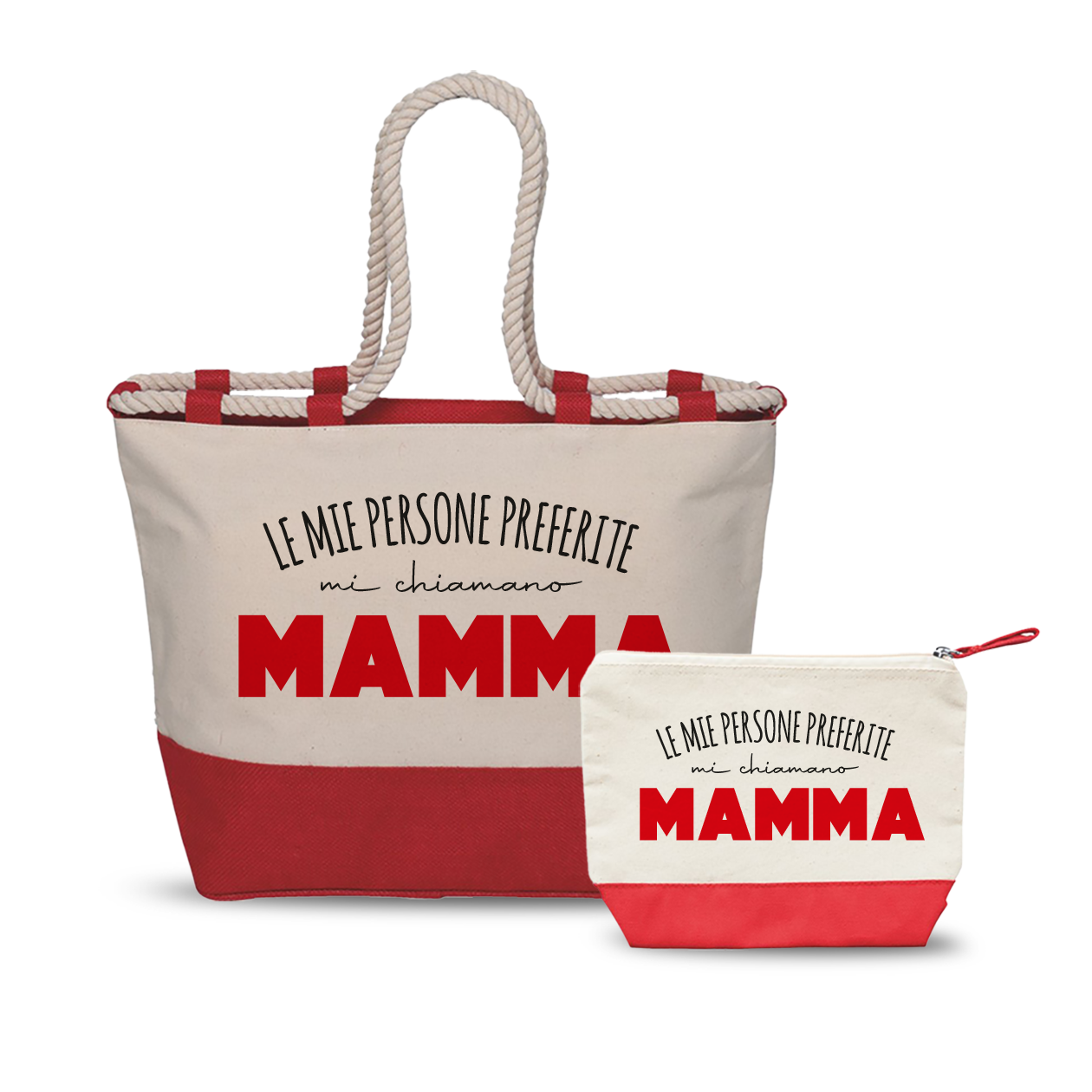 Le mie persone preferite mi chiamano mamma - Combo: Borsa mare + Pochette
