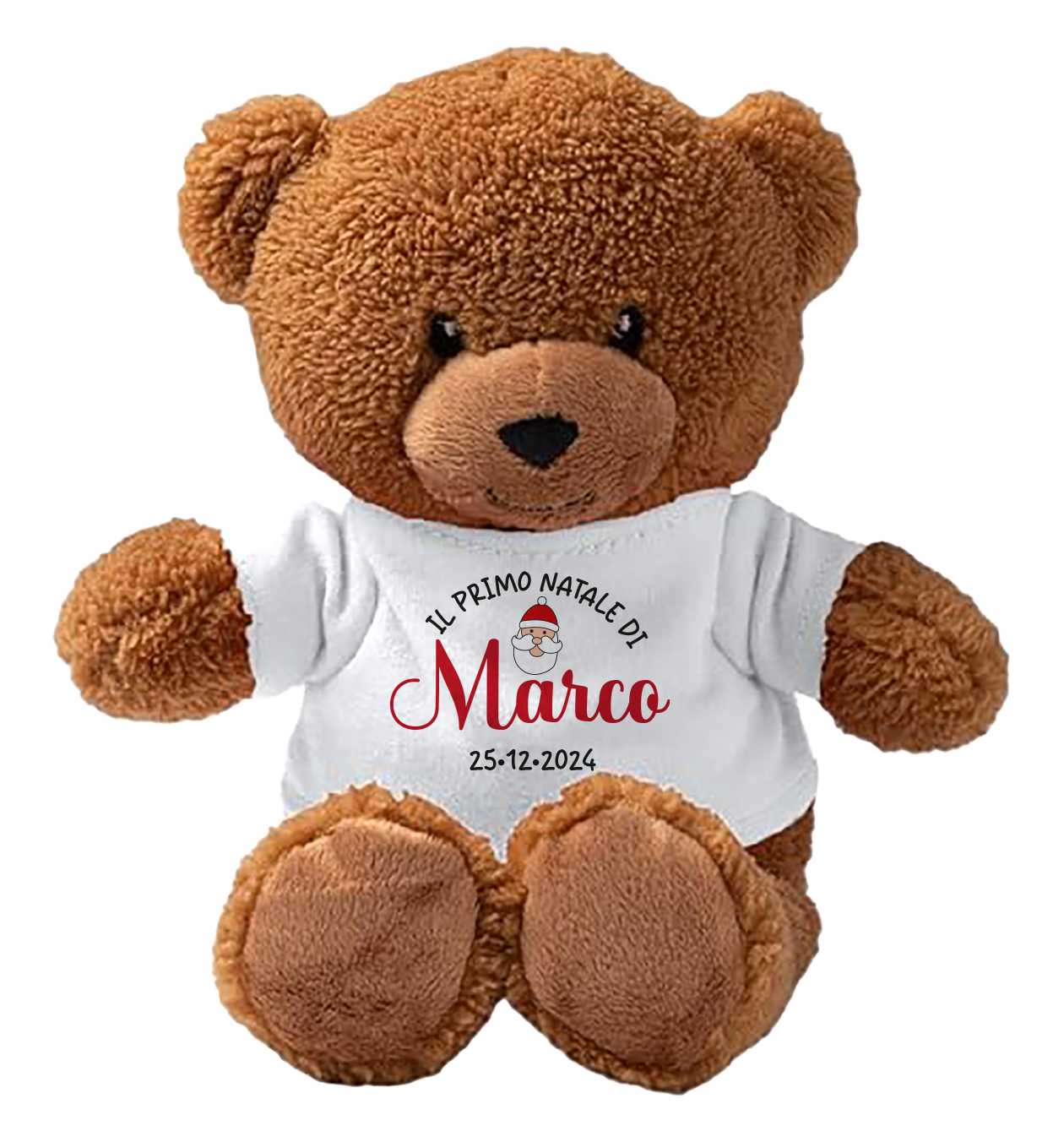 Il primo Natale di - Teddy - Orsacchiotto di Peluche con Maglietta Personalizzata