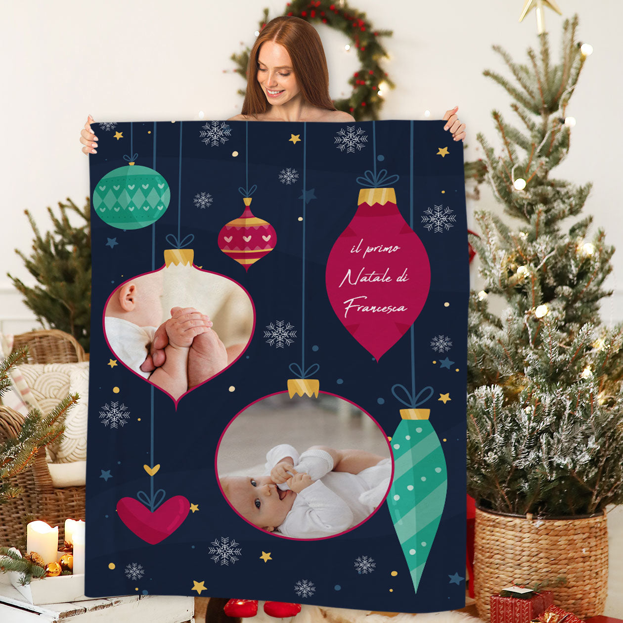 Balls Christmas - Plaid, coperta Natalizia Idea Regalo Natale - personalizzato con foto