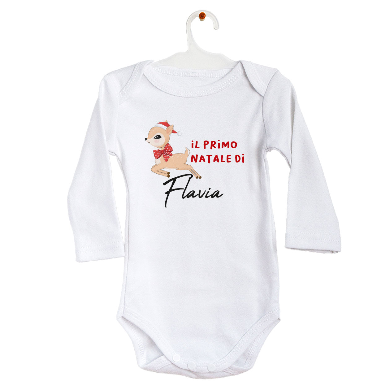 Il primo Natale Renna - Tutina neonato - body personalizzato con nome