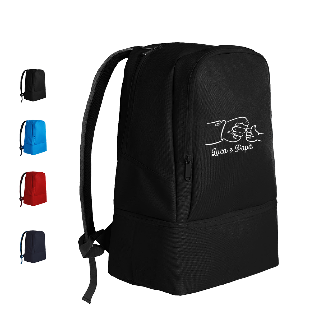 Io e papà - Zaino con scomparto sul fondo rigiro portascarpe - personalizzato con nome