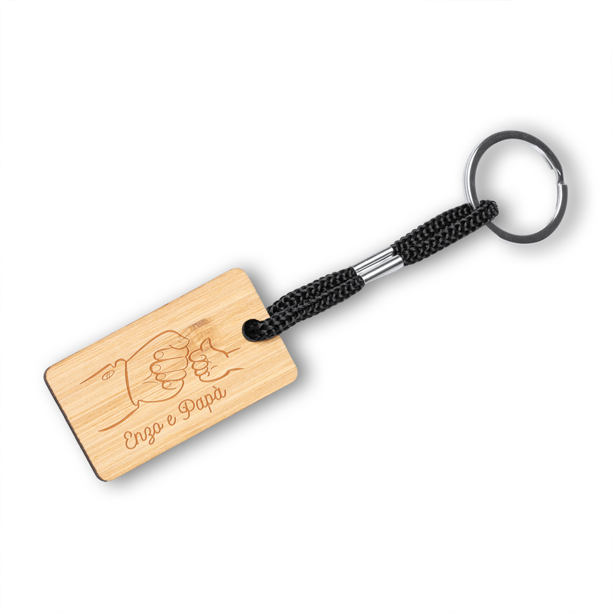 Io e papà - Portachiavi in Legno personalizzato con Incisione