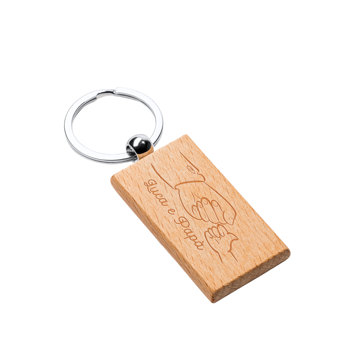 Io e papà - Portachiavi in Legno personalizzato con Incisione