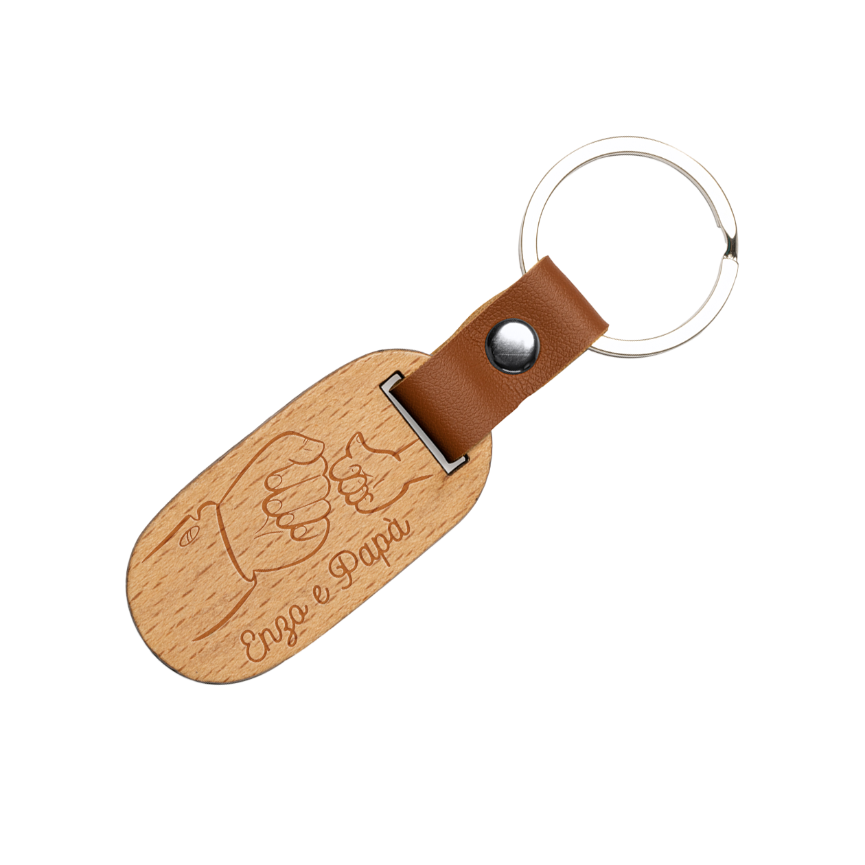 Io e papà - Portachiavi in Legno personalizzato con Incisione