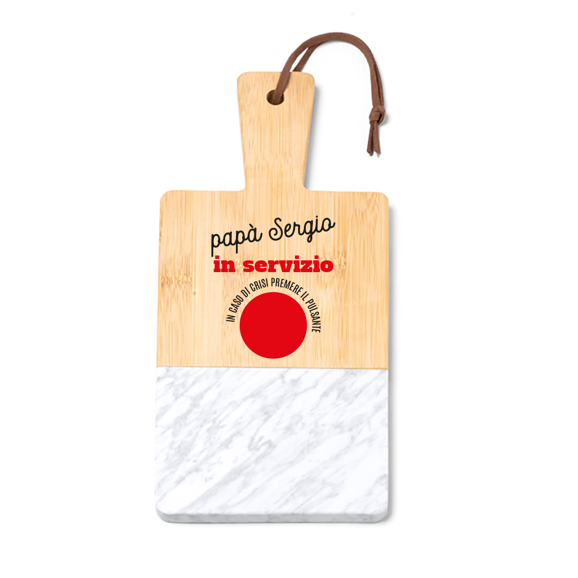 Papà in servizio - Tagliere in marmo e bamboo naturale - personalizzato con nome