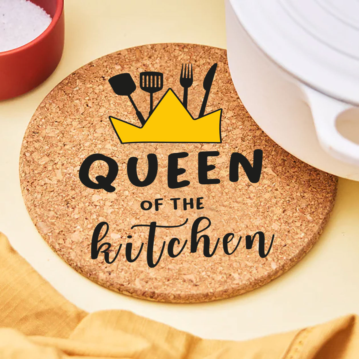 Queen of the kitchen - Set da 3 pezzi Sottopentola in sughero naturale 19cm