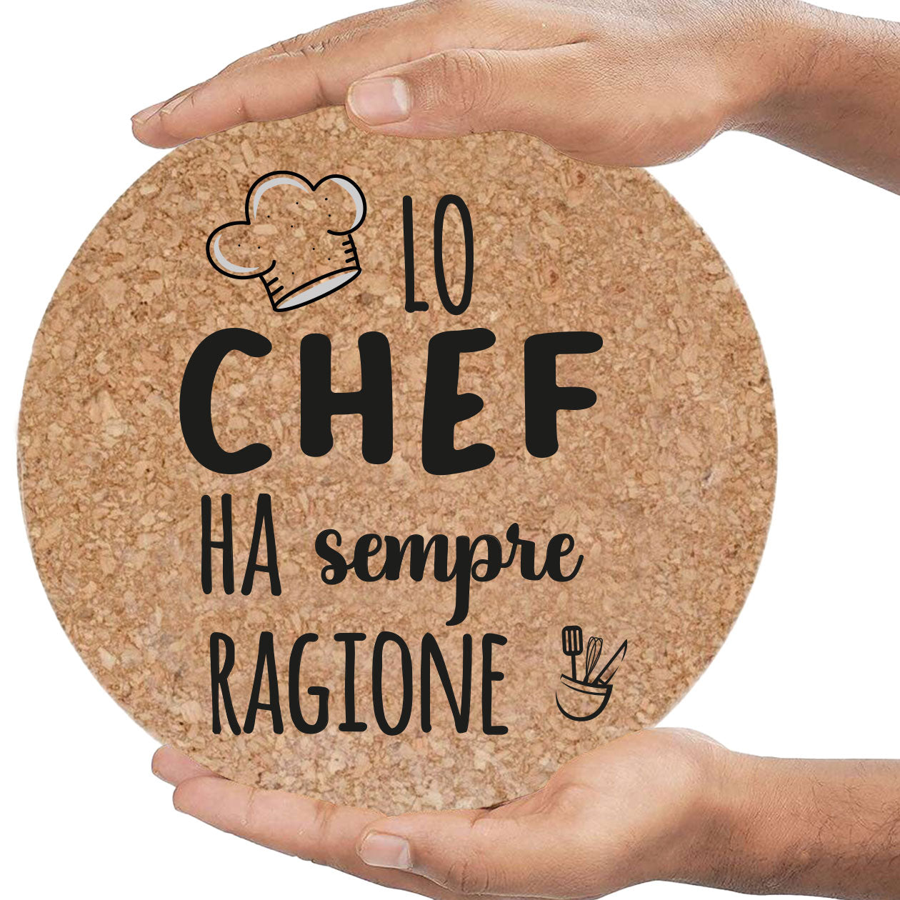 Lo chef ha sempre ragione - Set da 3 pezzi Sottopentola in sughero naturale 19cm