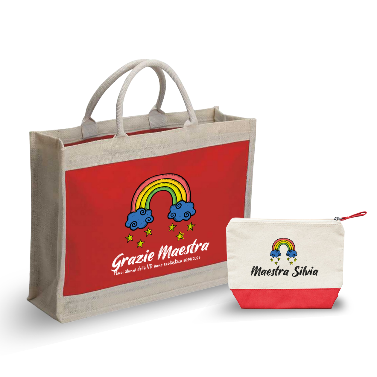 Maestra rainbow - Combo: Borsa mare + Pochette - personalizzata