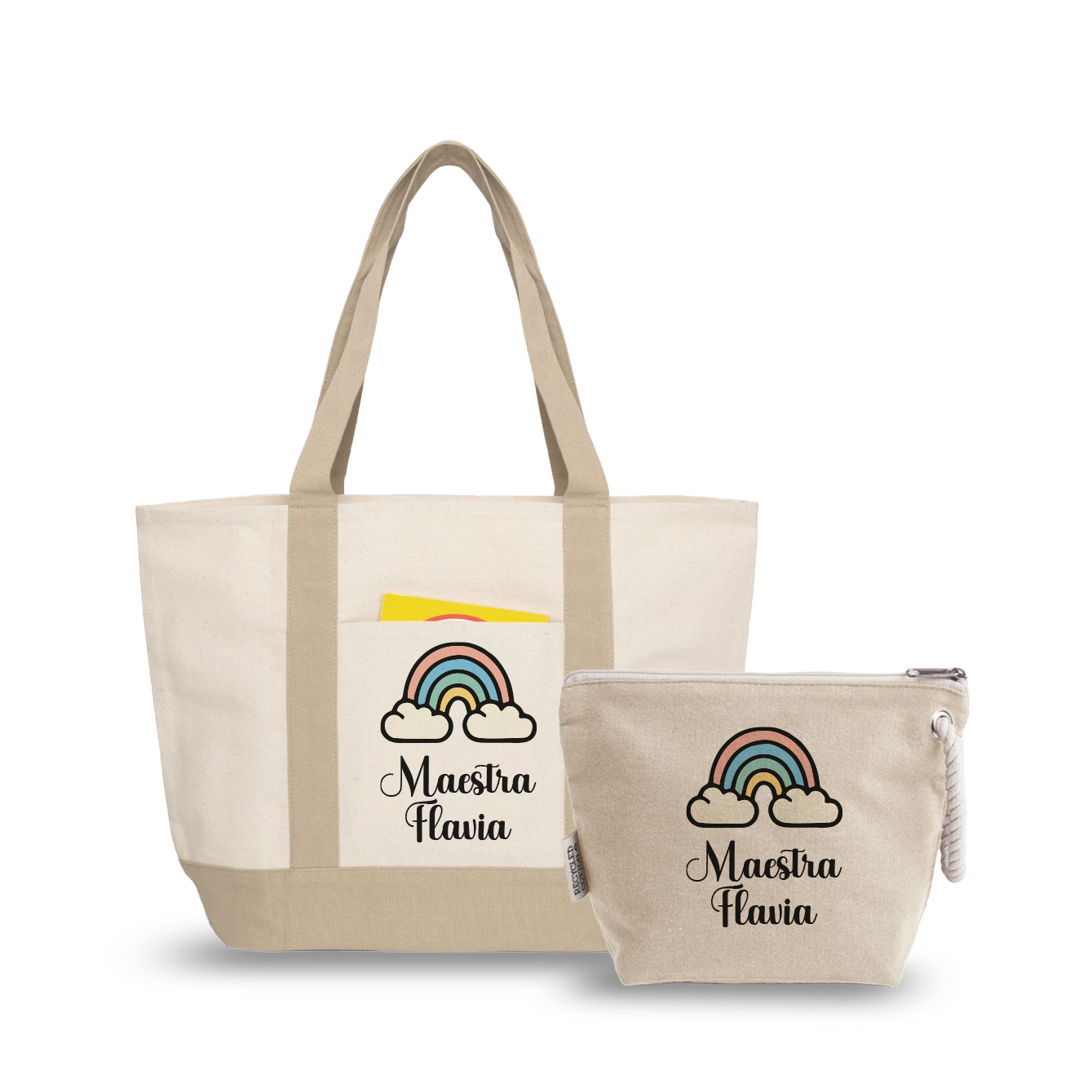 Maestra rainbow - borsa mare & Pochette - Combo - personalizzata con nome