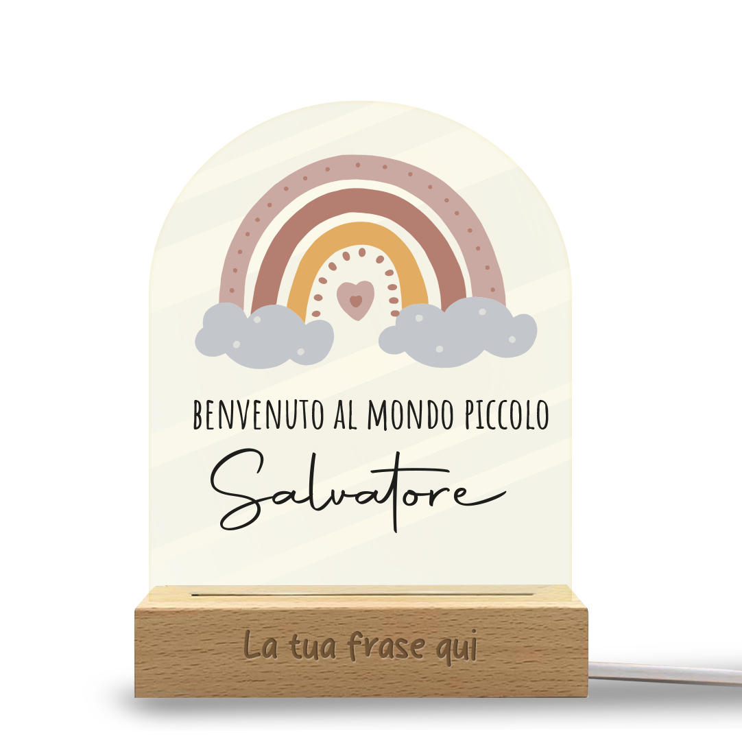 Benvenuto al mondo piccolo - Lampada - Plexiglass personalizzata con nome e frase