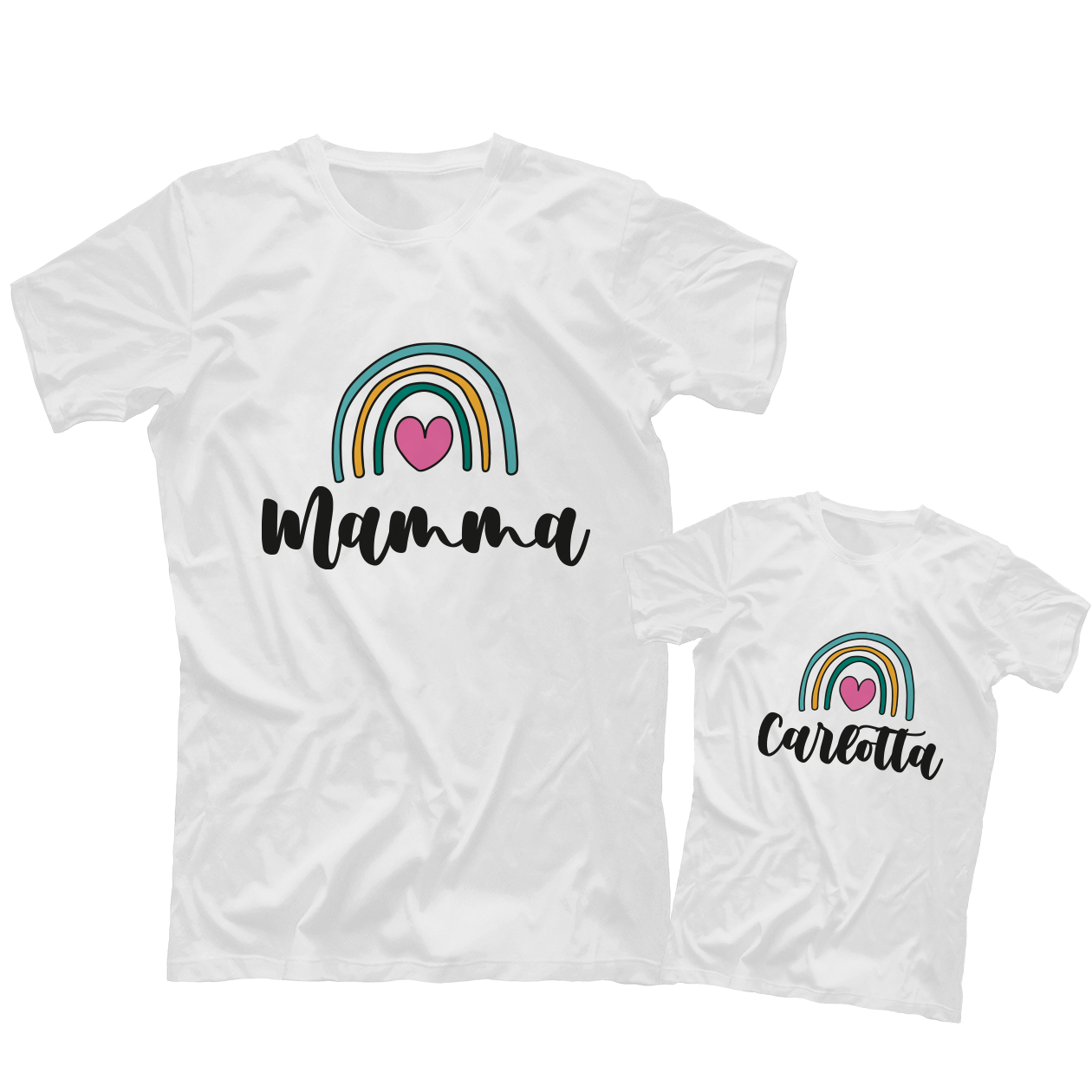 Mamma color heart - Coppia t-shirt - personalizzata con nomi