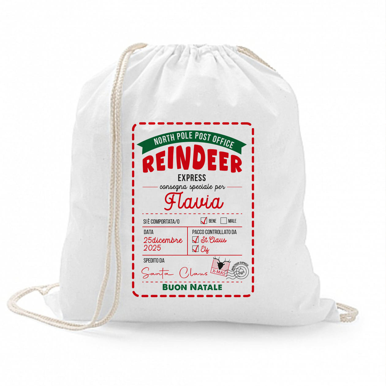 North pole post office - Sacchetto personalizzato con nome