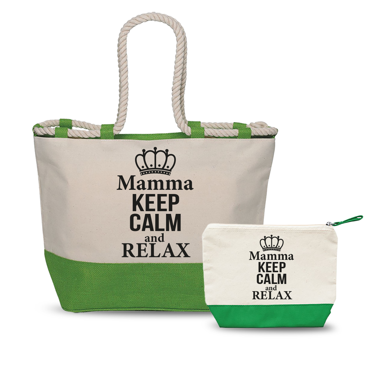 Mamma keep calm and relax - Combo: Borsa mare + Pochette