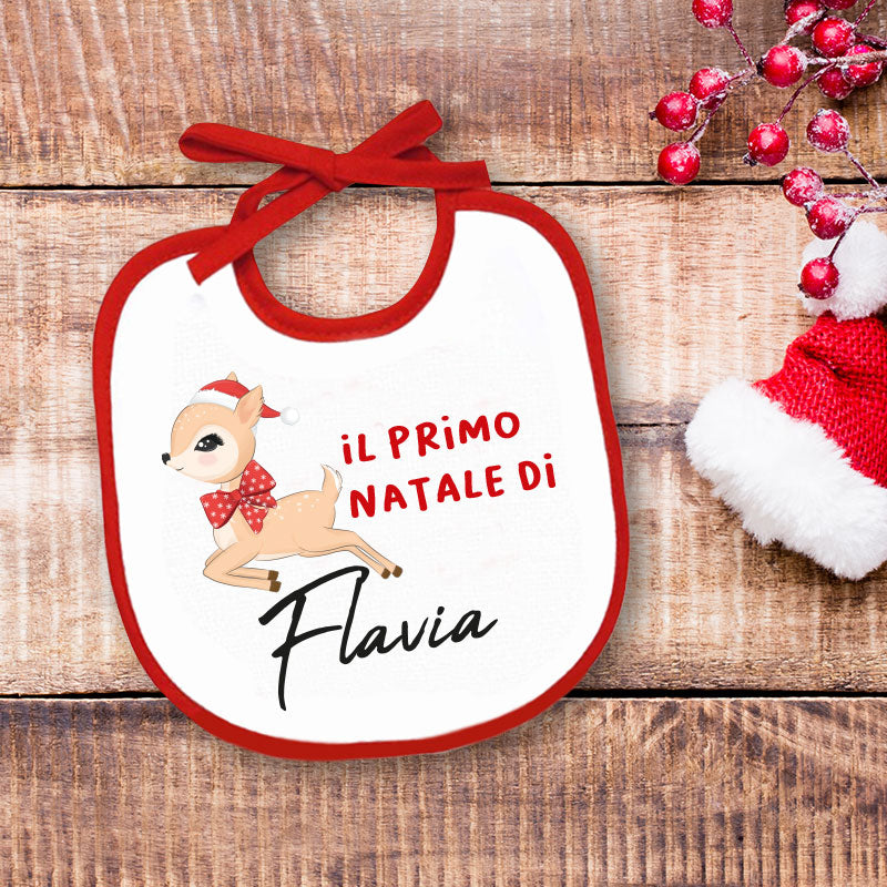 Il primo Natale di... - Bavetto - personalizzato con nome