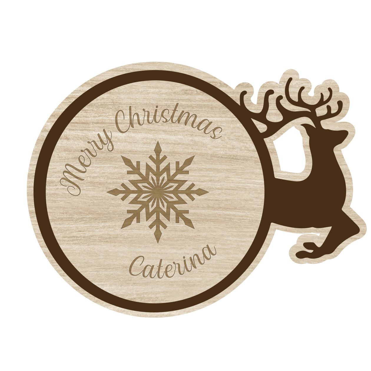 Merry Christmas Snowflake - Set 3 pezzi Sottobicchiere in Legno - personalizzato con nome
