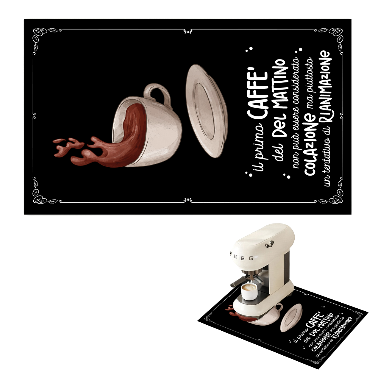 Il primo caffè del mattino - Tappetino per Macchina del caffè con Retro in Gomma Tappeto 30x40cm