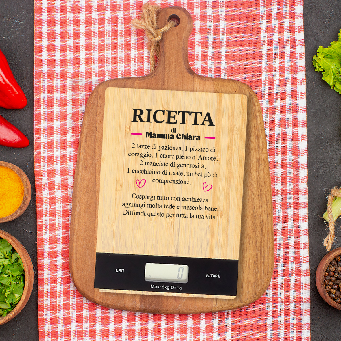 Ricetta di mamma - Bilancia Da Cucina Digitale - personalizzata con nome