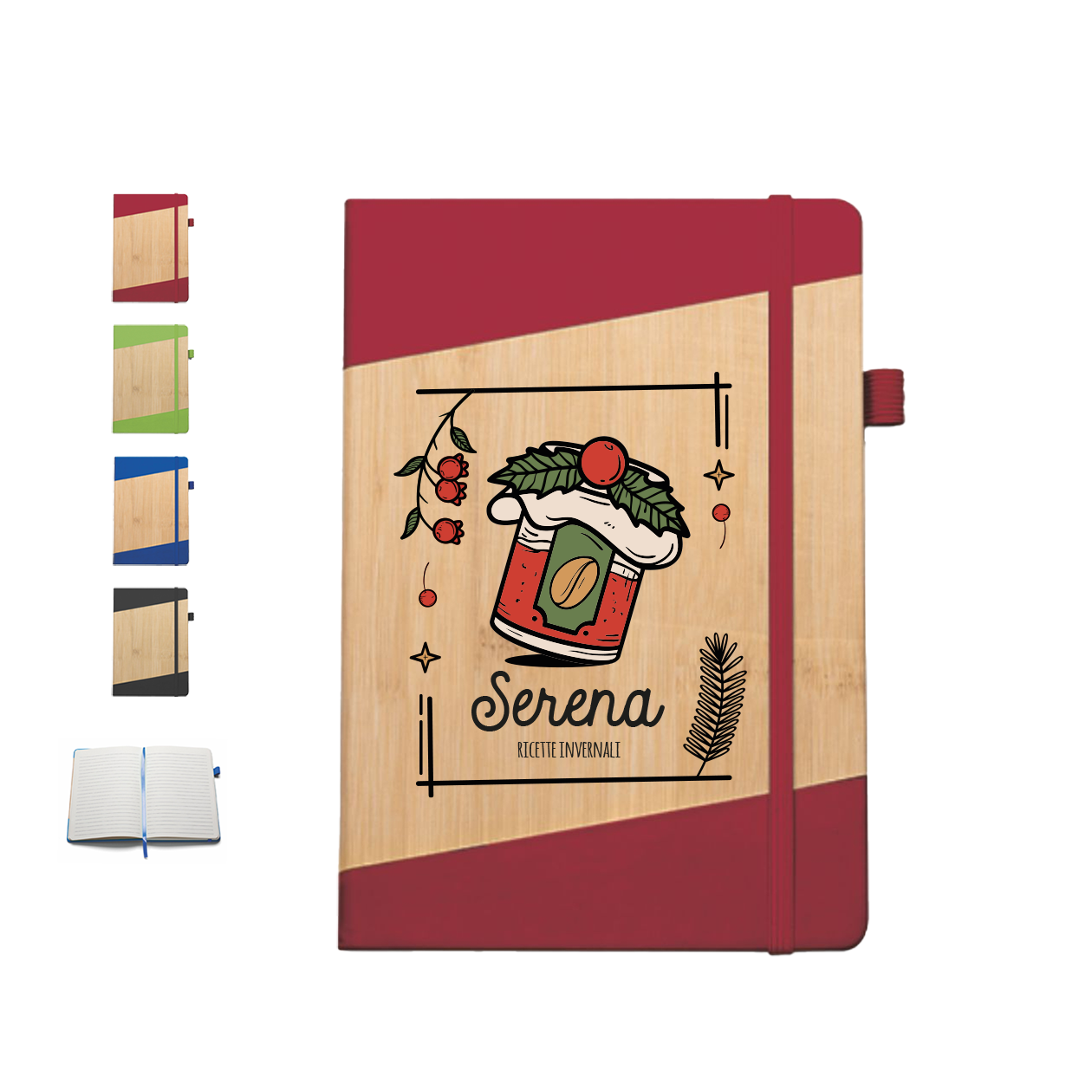 Ricette invernali - Block Notes in PU a righe - personalizzato con nome