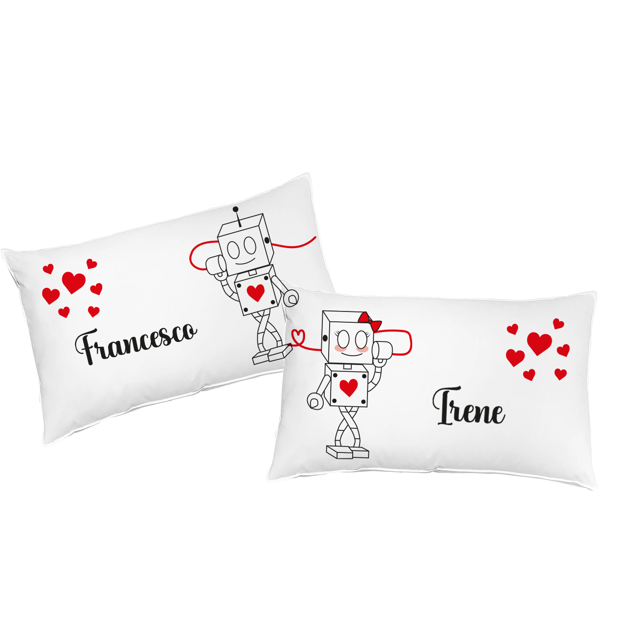 Robot Love - Coppia Federe personalizzate con nomi